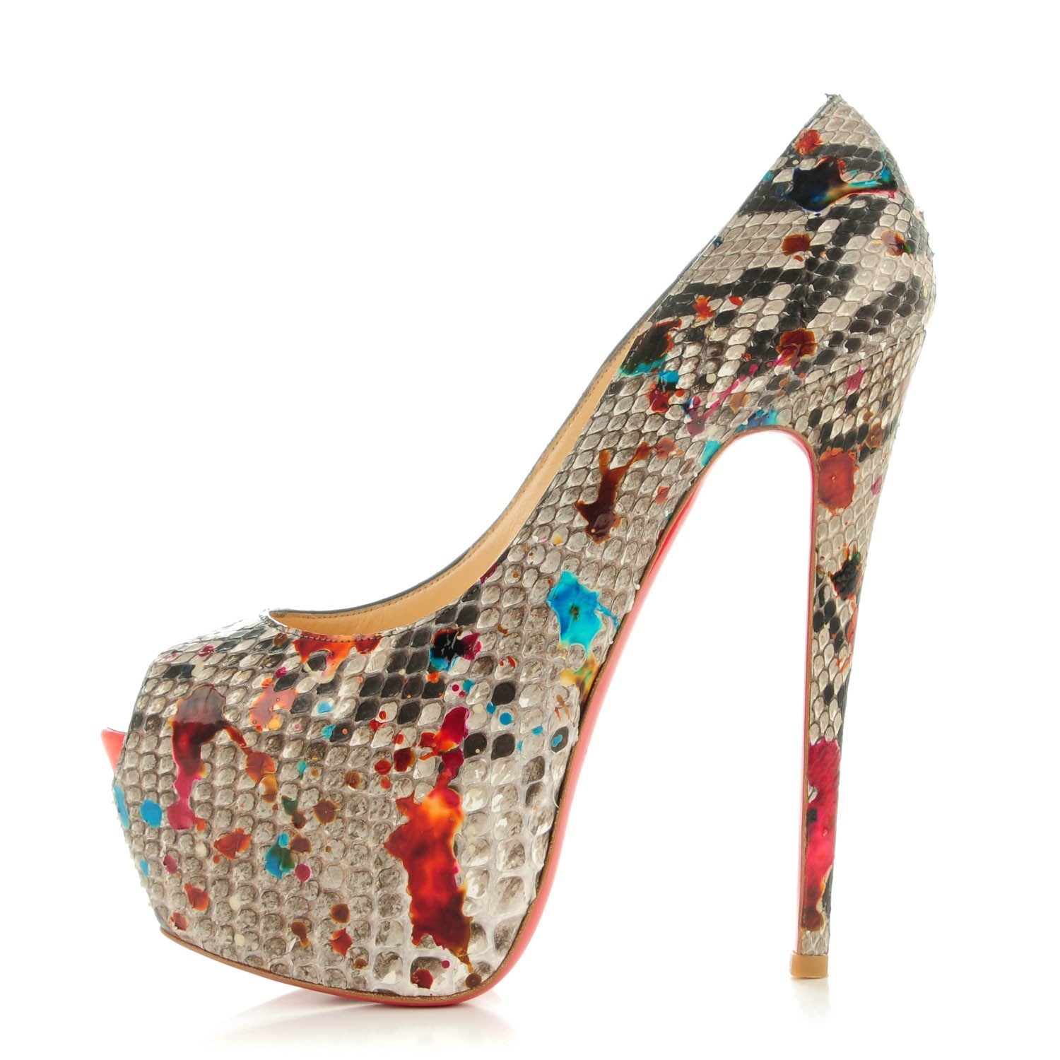 Christian Louboutin Python Carnaval Kid Highness 160 Pumps 39.5 Multicolor Mandarin Red 1 of 7