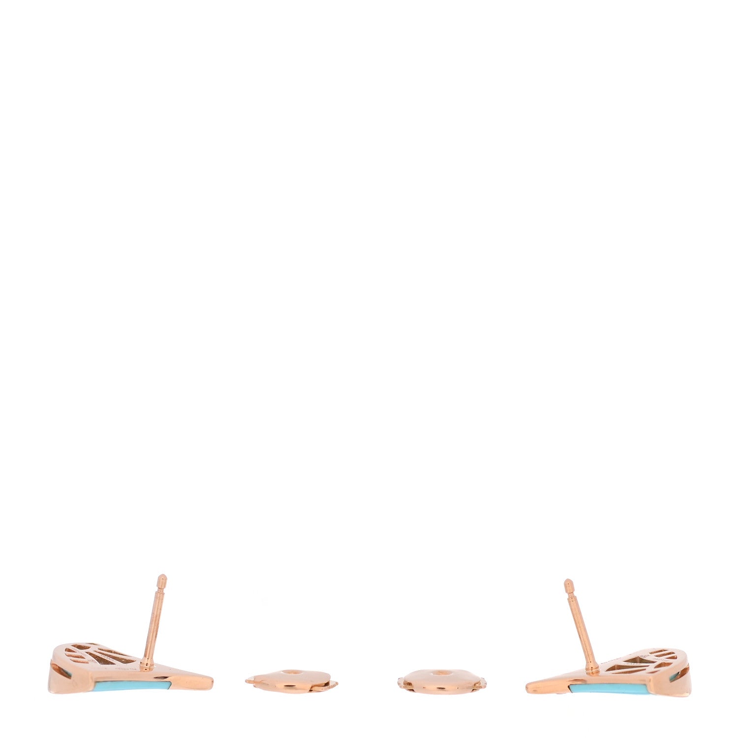 Bulgari 18K Rose Gold Diamond Turquoise Divas' Dream Stud Earrings 3 of 5