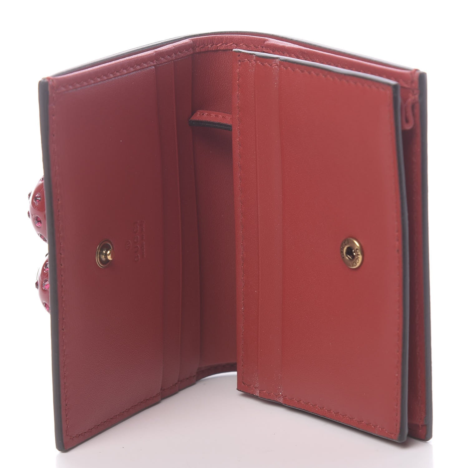 Gucci GG Supreme Monogram Cherry Embellished Card Case Wallet Hibiscus Red 5 of 7