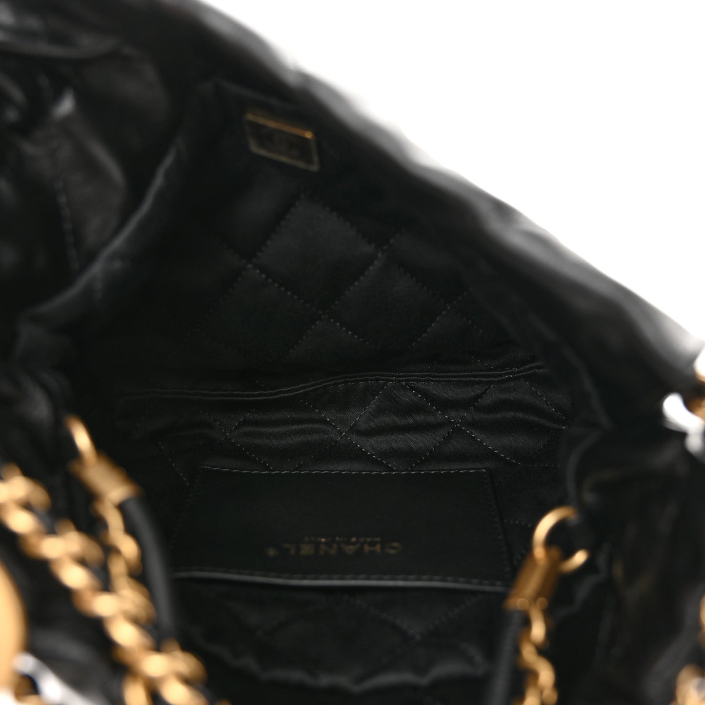 Shiny Calfskin Quilted Mini Chanel 22 Black