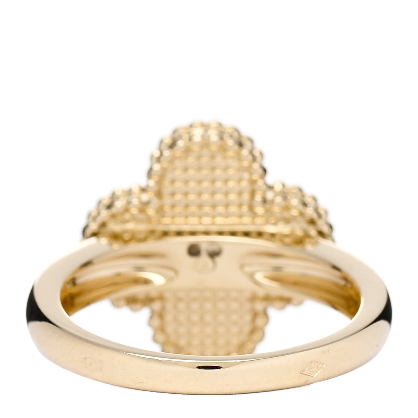 18K Yellow Gold Diamond Malachite Vintage Alhambra Ring 53 6.5