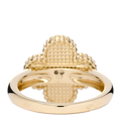 Van Cleef & Arpels 18K Yellow Gold Diamond Malachite Vintage Alhambra Ring 53 6.5 3 of 5