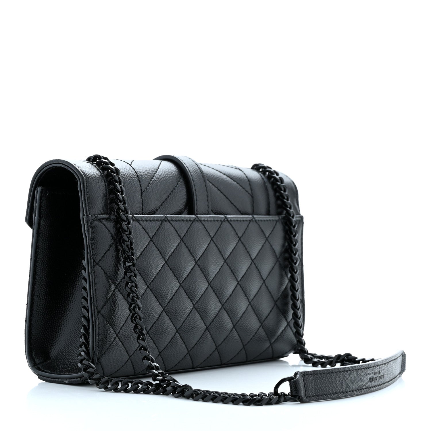 Saint Laurent Grain De Poudre Textured Mixed Matelasse Triquilt Small Monogram Monochrome Satchel Black 3 of 10