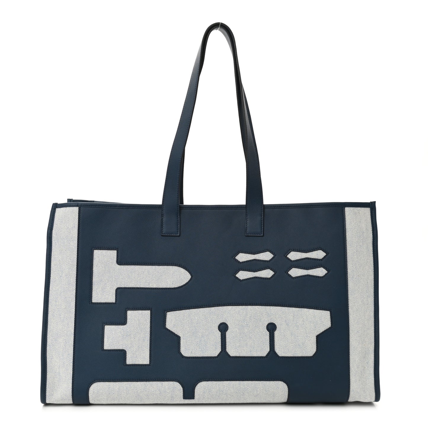 Swift Toile Petit H Decoupe Skeleton Tote GM Ecru Navy