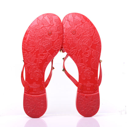Valentino Garavani PVC Jelly Rockstud Bow Thong Sandals 38 Rosso Valentino 6 of 9