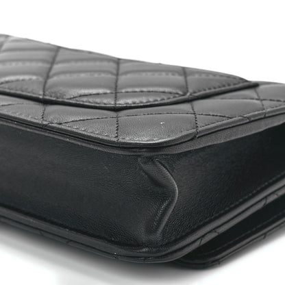 Chanel Lambskin Quilted Wallet On Chain WOC Black 12 of 13