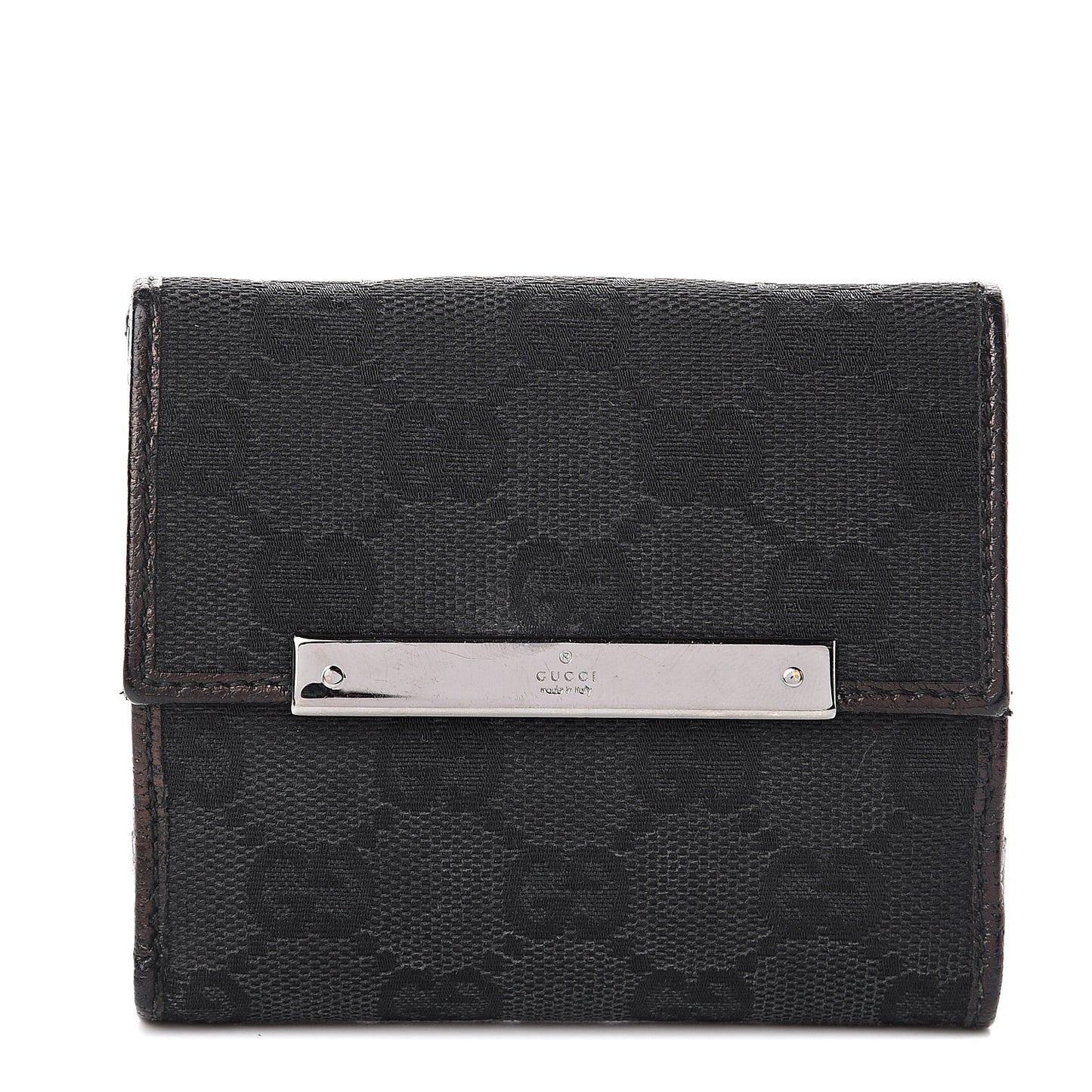Monogram Metal Bar French Flap Wallet Black