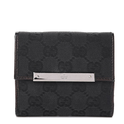 Gucci Monogram Metal Bar French Flap Wallet Black 1 of 5
