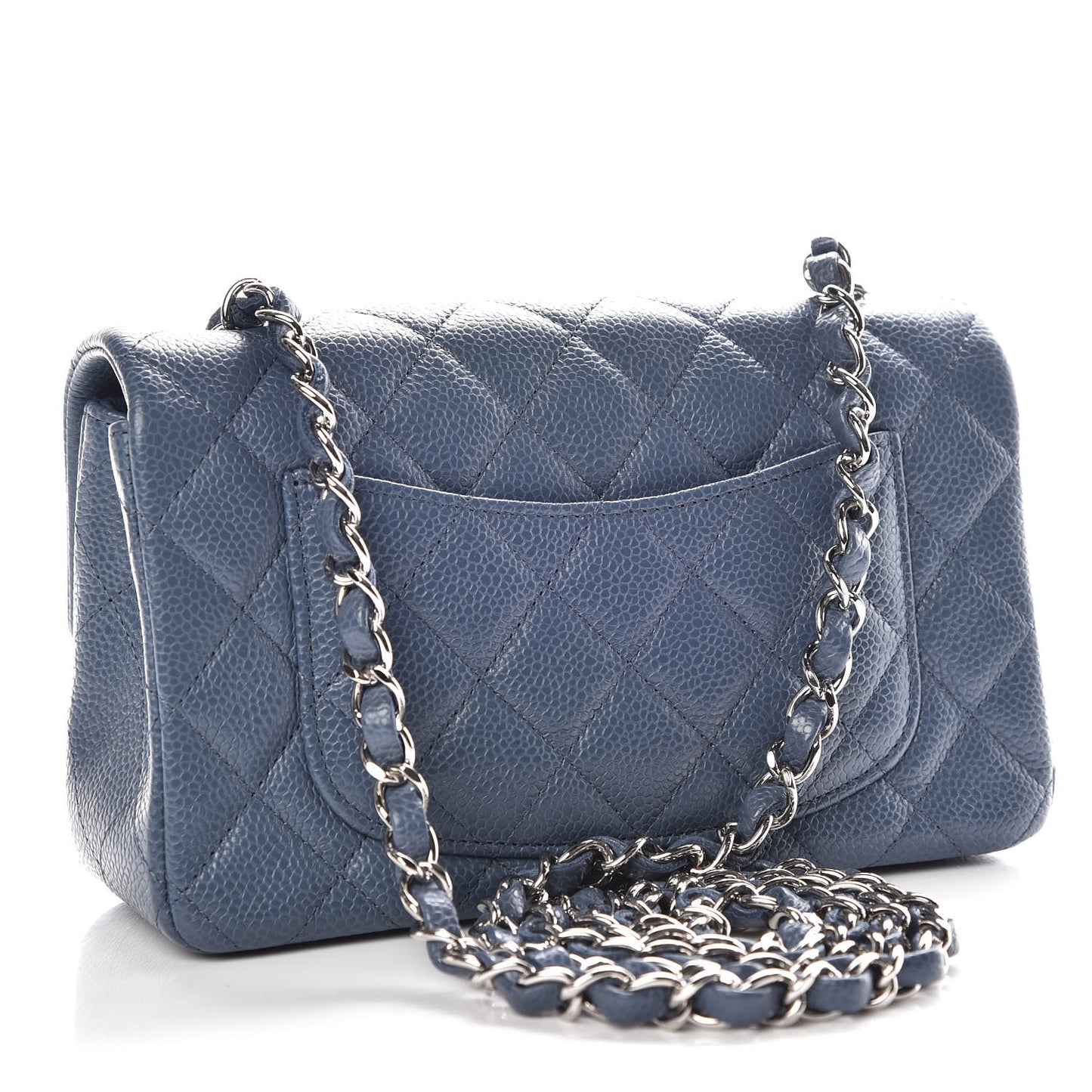 Caviar Quilted Mini Rectangular Flap Blue