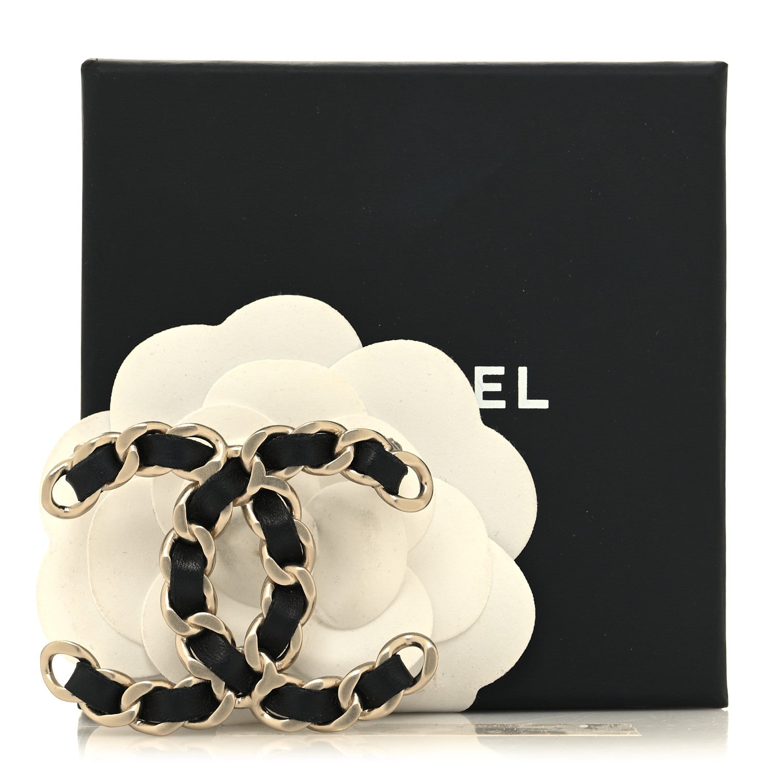 Chanel Lambskin Chain CC Brooch Black Gold 4 of 4