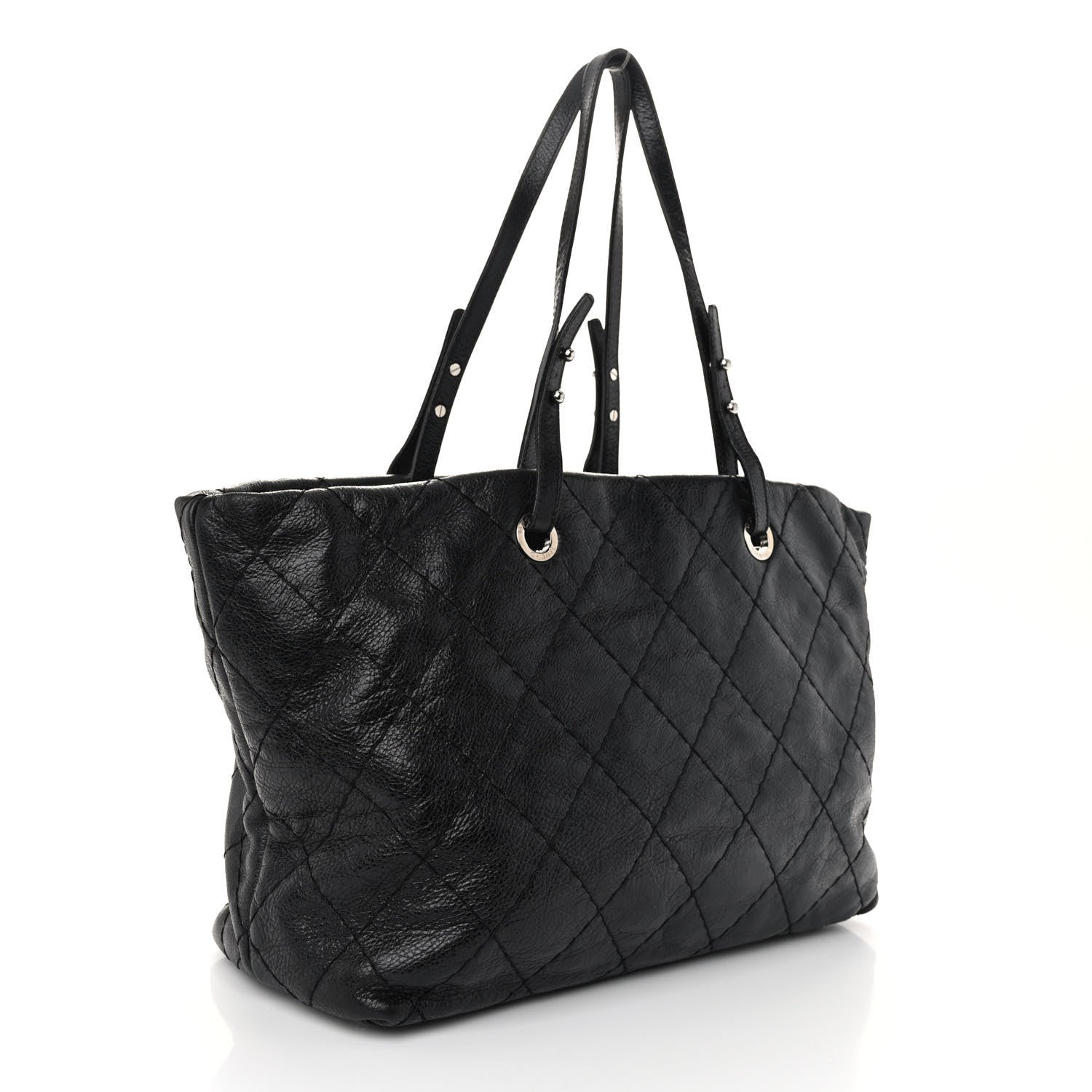 Chanel Glazed Calfskin Large On The Road Tote Black 3 of 10