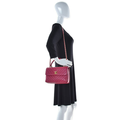Chanel Lambskin Chevron Quilted Small Trendy CC Dual Handle Flap Bag Pink 2 of 14