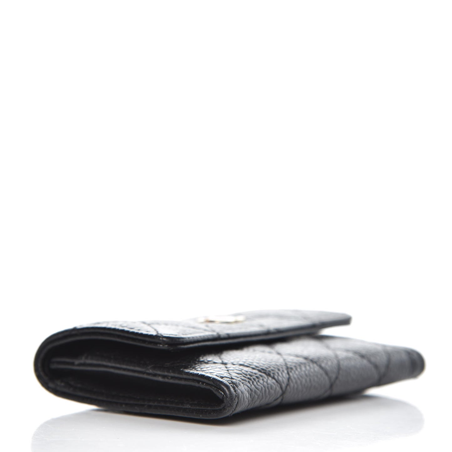 Caviar Quilted Flap Card Holder Black