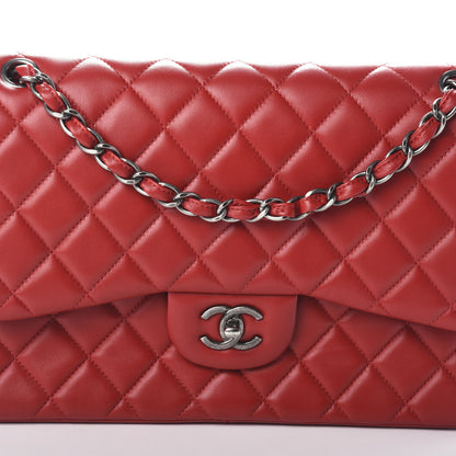 Chanel Lambskin Quilted Jumbo Double Flap Red 8 of 10