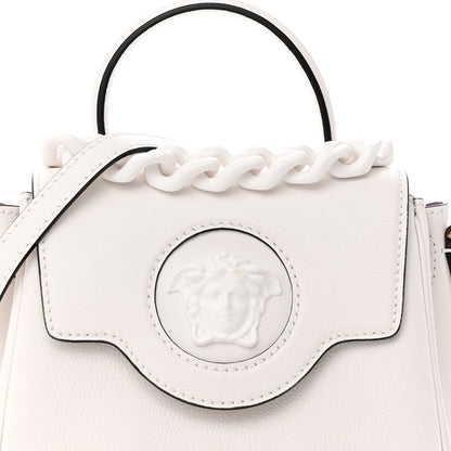 Versace Calfskin Medium La Medusa Top Handle Handbag Optical White 7 of 13