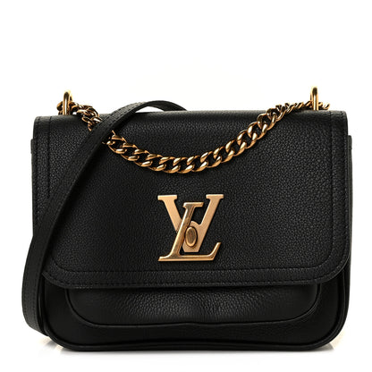 Louis Vuitton Grained Calfskin Lockme Chain Bag Black 1 of 8