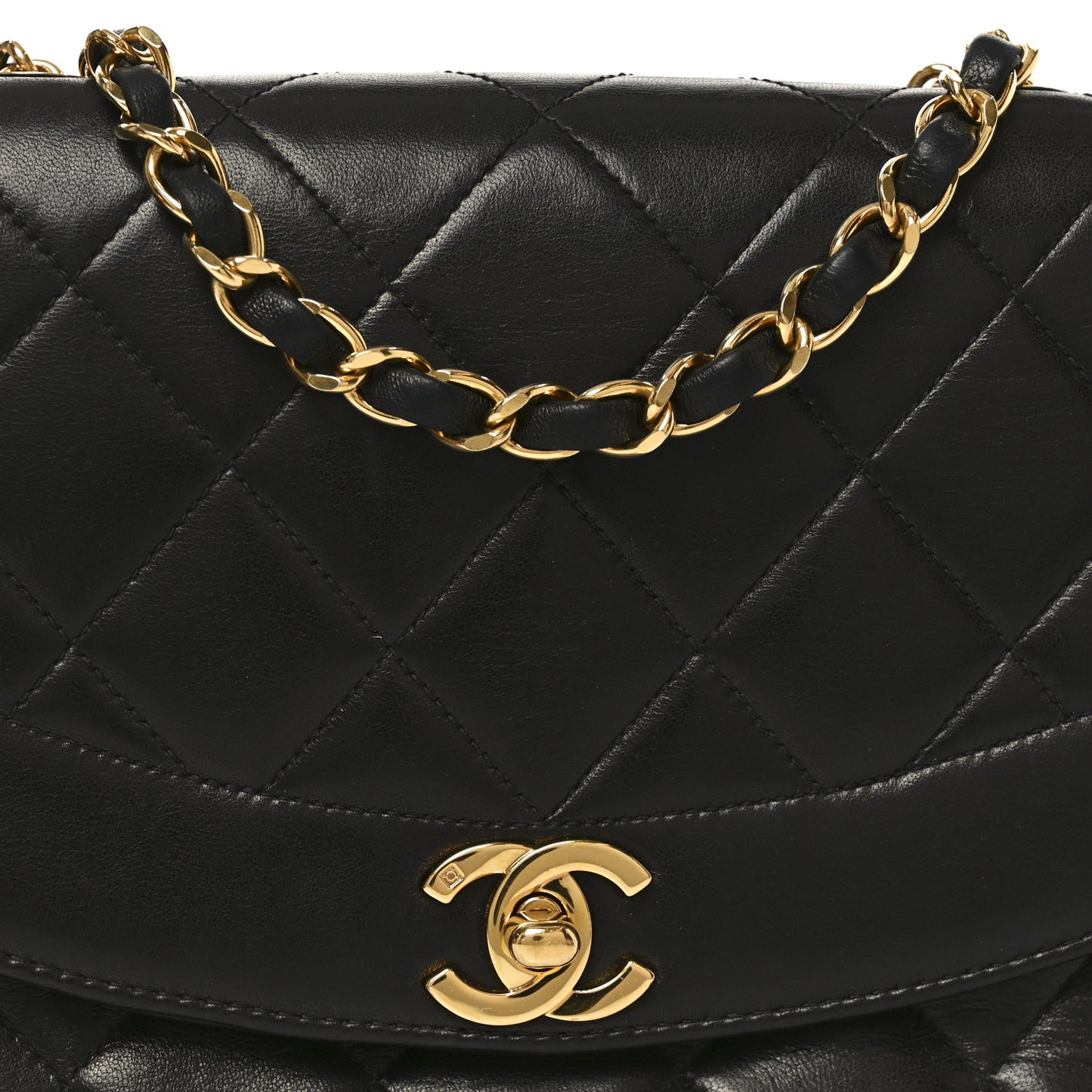 Lambskin Quilted Small Single Flap Black