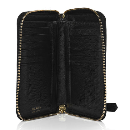 Prada Saffiano Zip Around Wallet Black 5 of 8