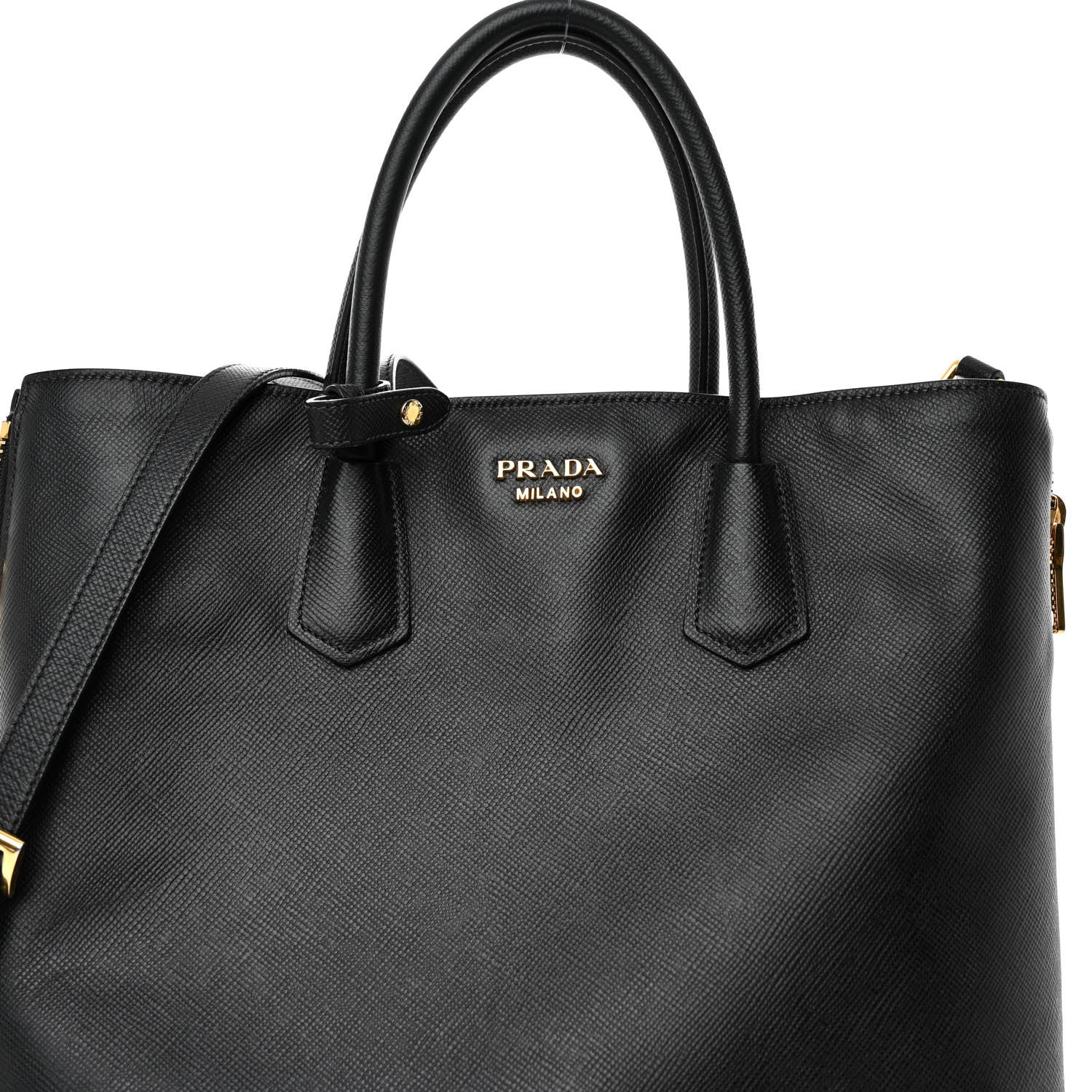 Prada Saffiano Metal Zip Tote Black 7 of 9