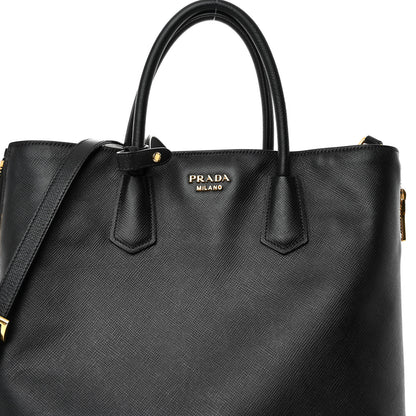 Prada Saffiano Metal Zip Tote Black 7 of 9