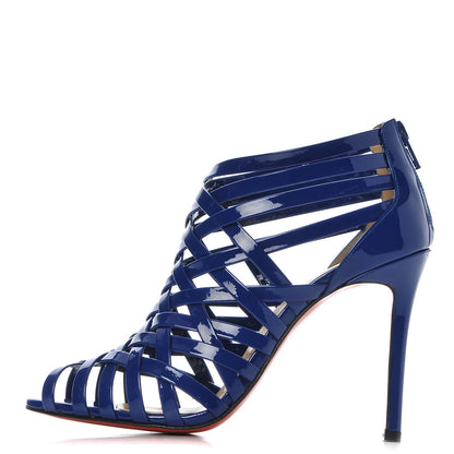 Christian Louboutin Patent Arakna 100 Cage Sandals 38 Neptune 1 of 8
