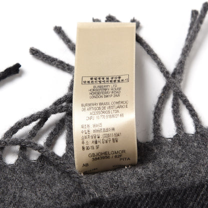 Burberry Merino Wool Half Mega Check Fringe Scarf Black Grey 6 of 7