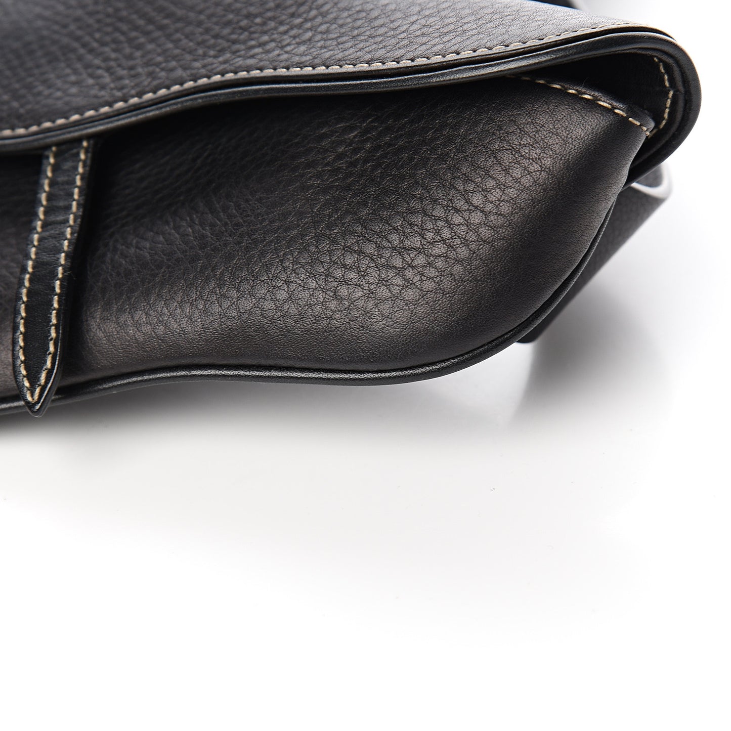 Grained Calfskin Saddle Belt Bag Black
