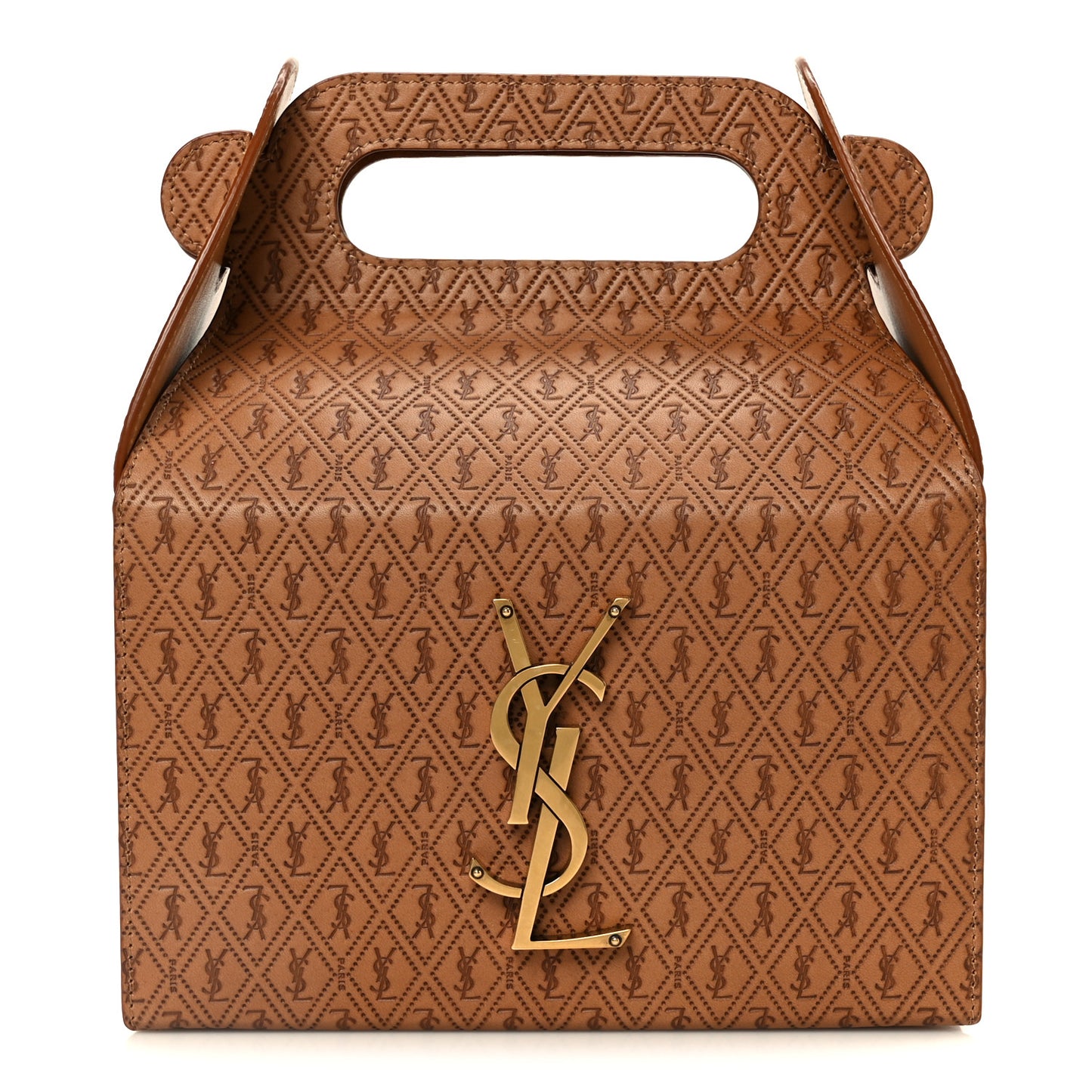 Calfskin Monogram Take Away Box Dusty Vintage Brown Gold