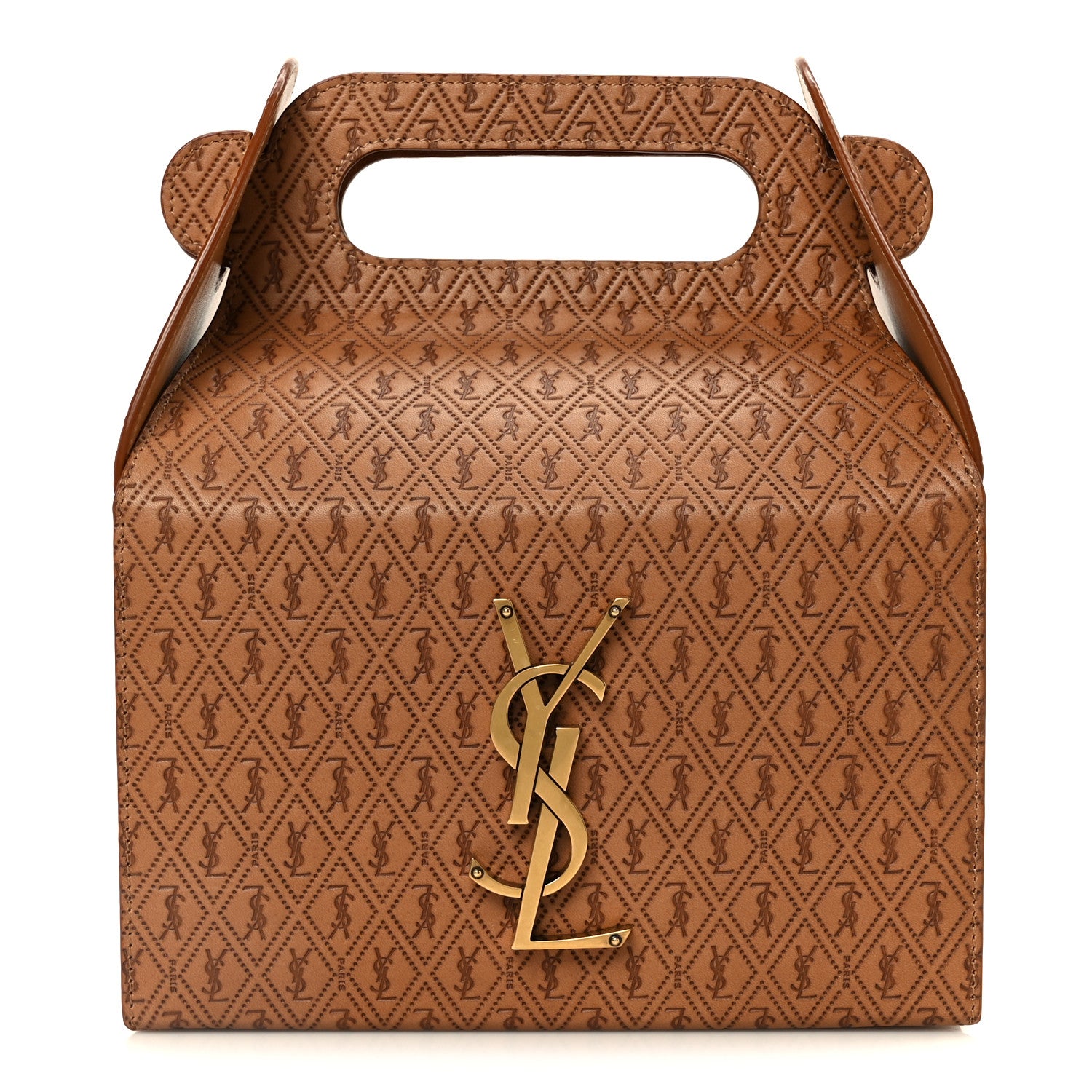 Saint Laurent Calfskin Monogram Take Away Box Dusty Vintage Brown Gold 1 of 11