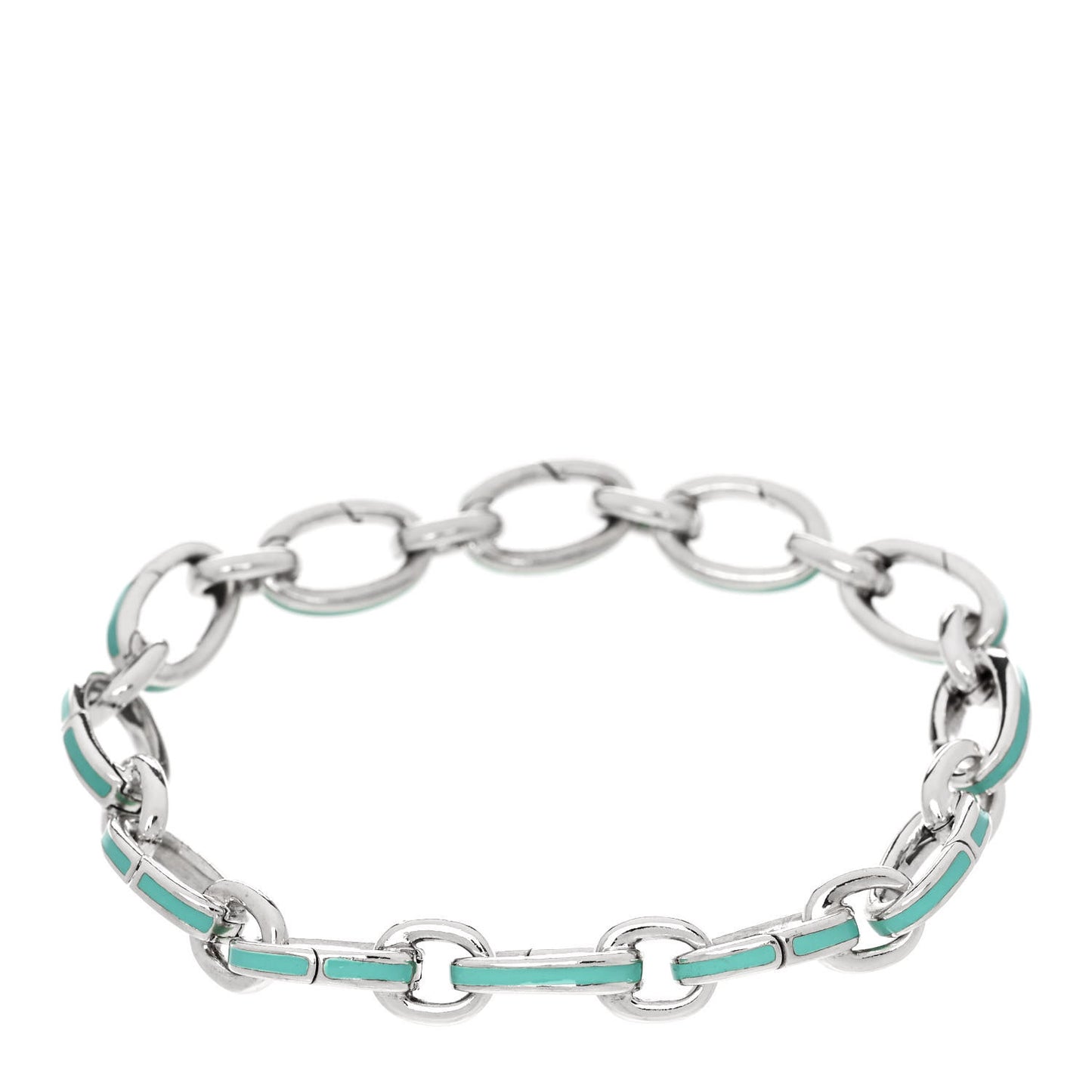Sterling Silver Enamel Clasping Link Bracelet Blue