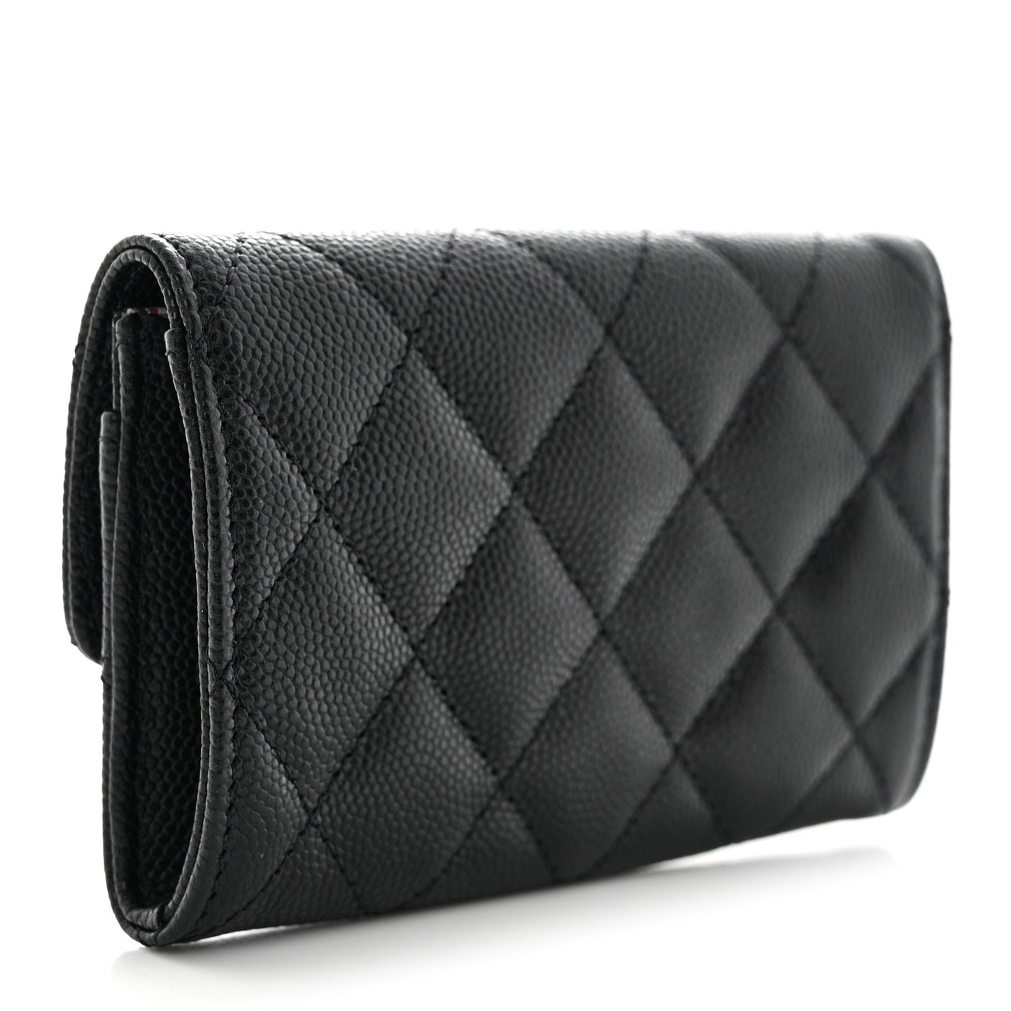 Caviar Quilted CC Flap Card Holder Black