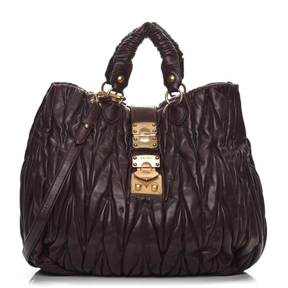 Miu Miu Nappa Matelasse Shopping Tote Brown 1 of 11