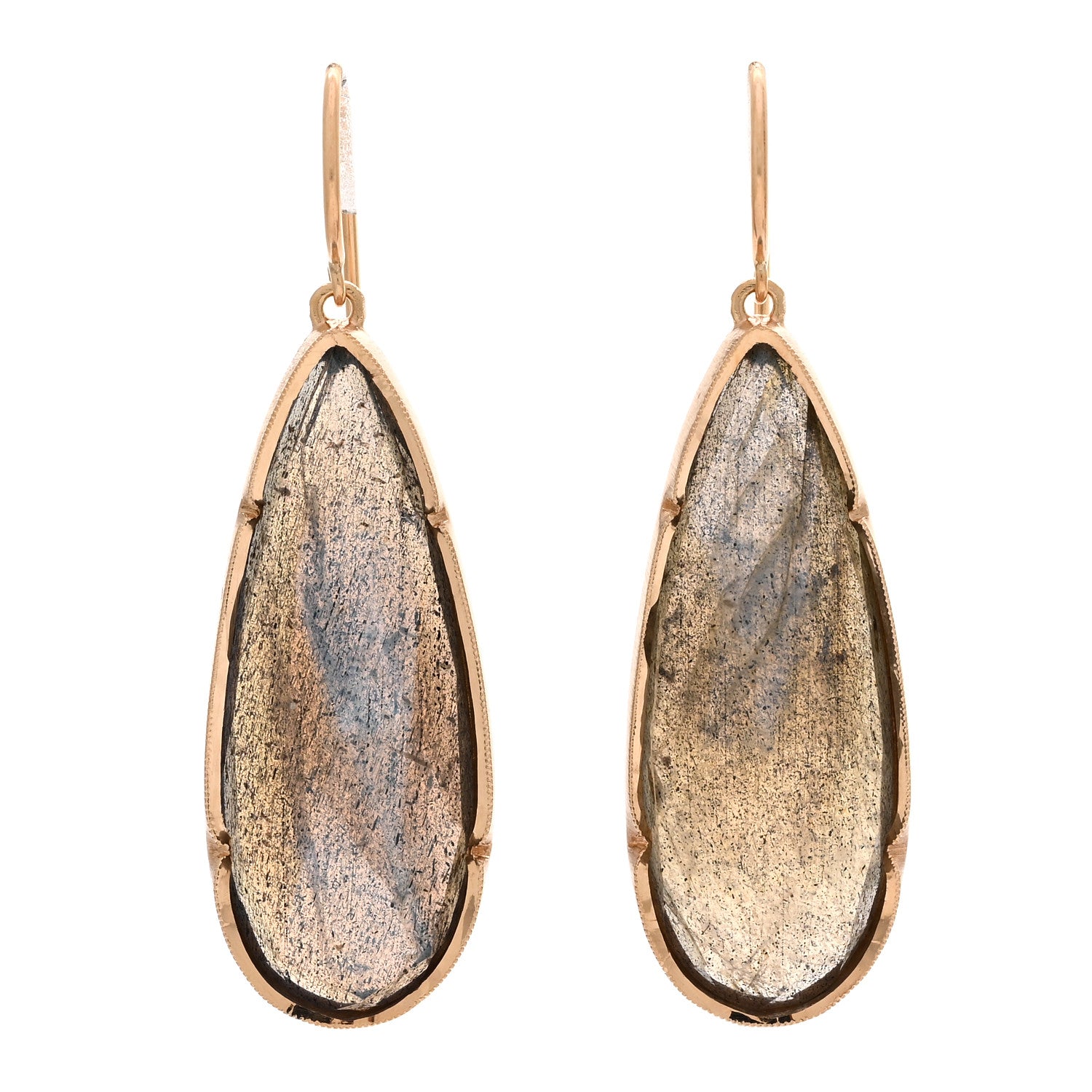 Irene Neuwirth 18K Rose Gold Labradorite Extra Large Classic Tear Drop Earrings 1 of 4