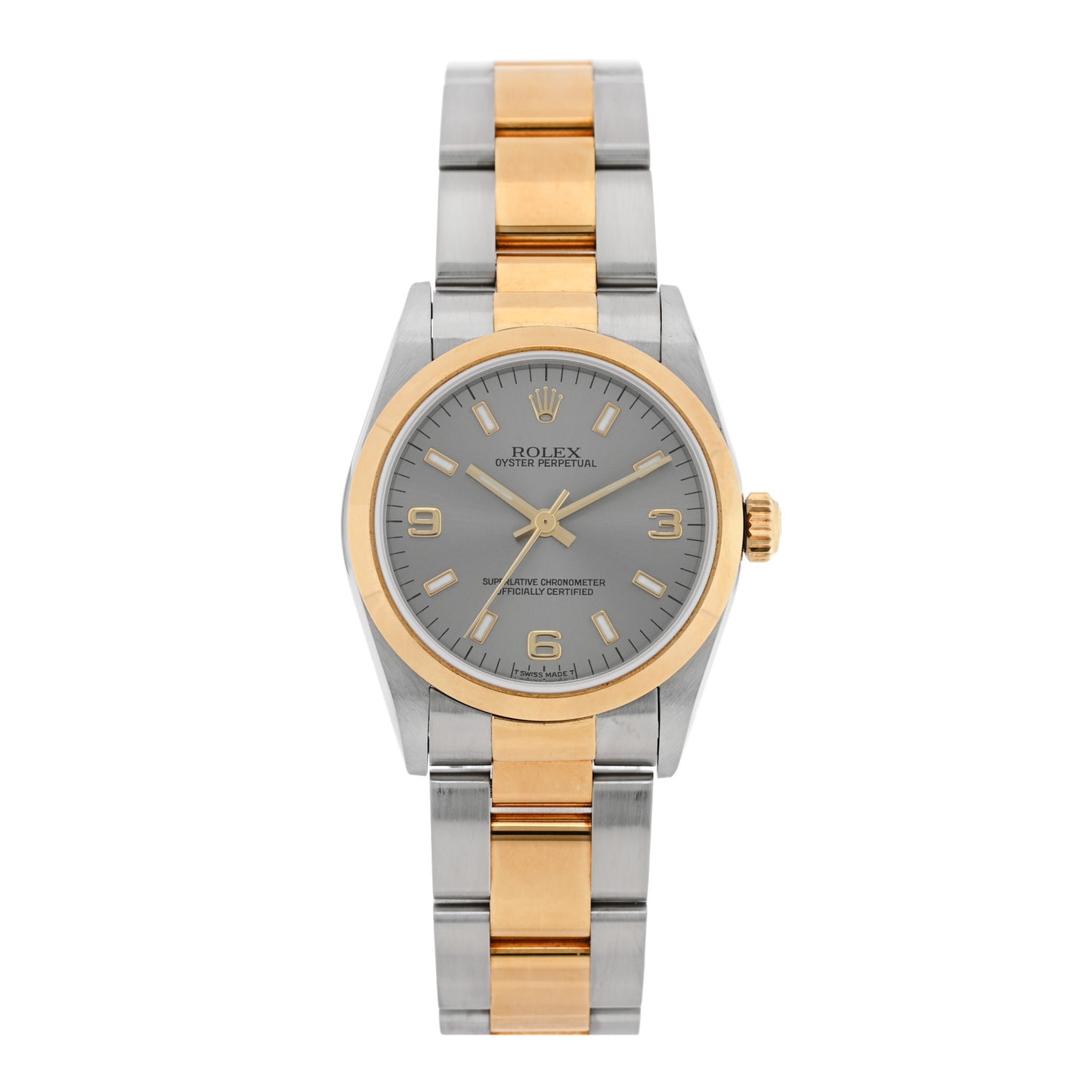 Stainless Steel 18K Yellow Gold 31mm Oyster Perpetual Watch Silver 77483