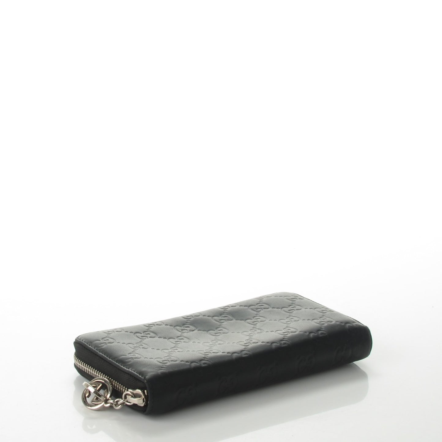Guccissima Large Twins Zip Around Wallet Black