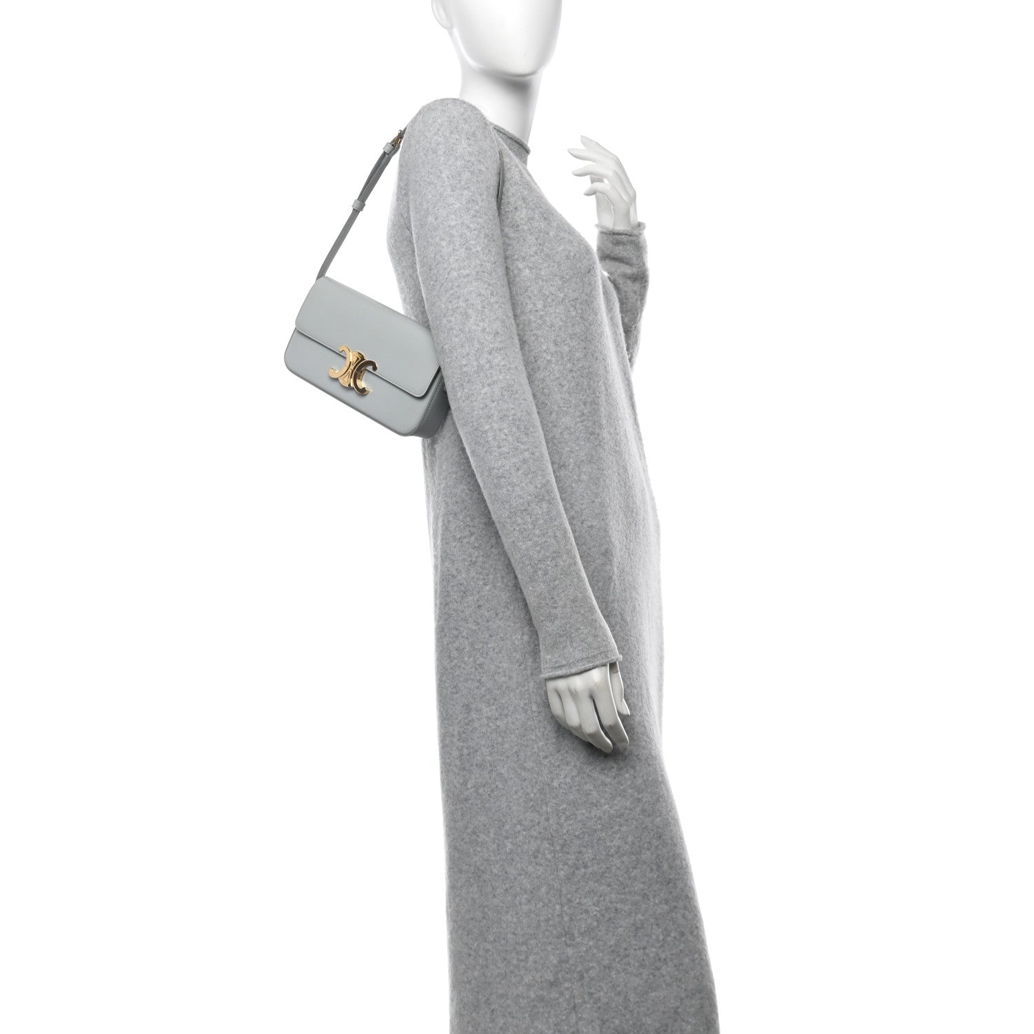 Celine Shiny Calfskin Triomphe Shoulder Bag Soft Blue 2 of 11