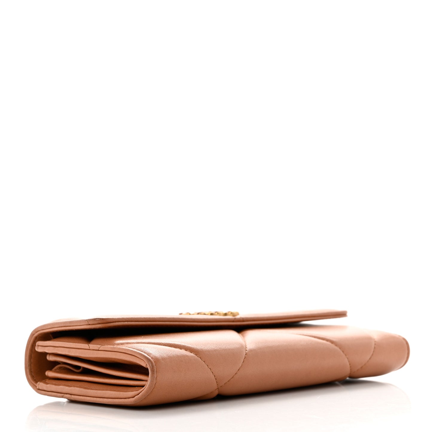 Lambskin Quilted Chanel 19 Flap Wallet Brown