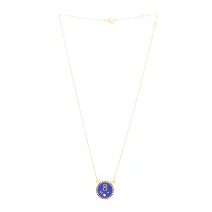 Foundrae 18K Yellow Gold Diamond Enamel Petite Champleve Karma Stationary Necklace Blue 2 of 4