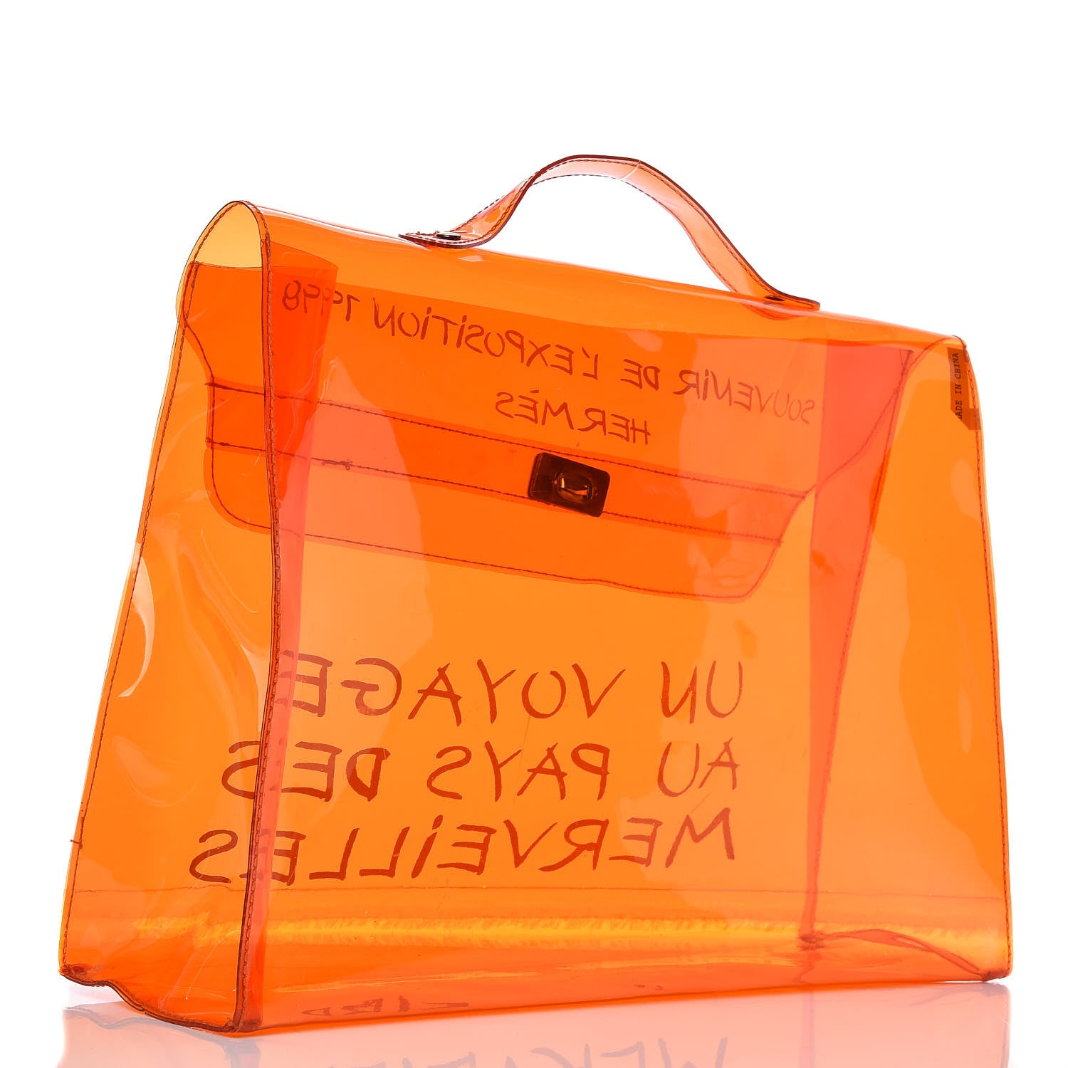 Hermes Vinyl Souvenir De L'Exposition Kelly Orange 3 of 9