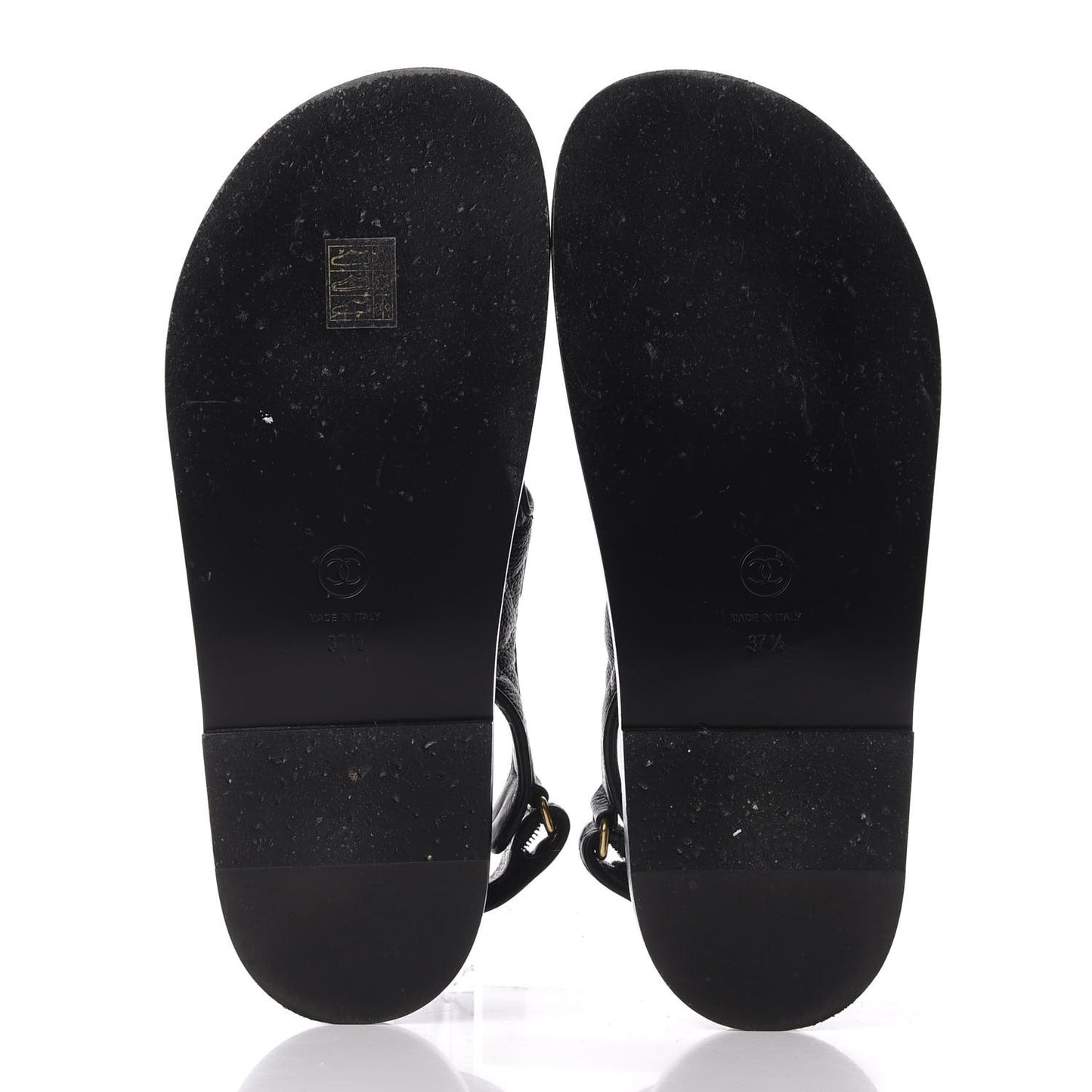 Grained Calfskin Velcro Dad Sandals 37.5 Black