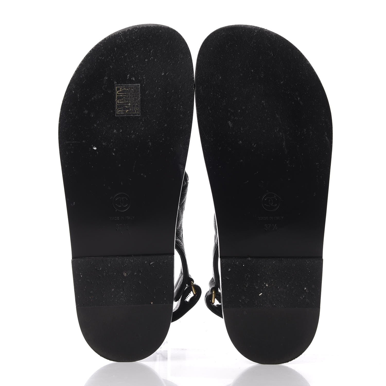 Chanel Grained Calfskin Velcro Dad Sandals 37.5 Black 6 of 11