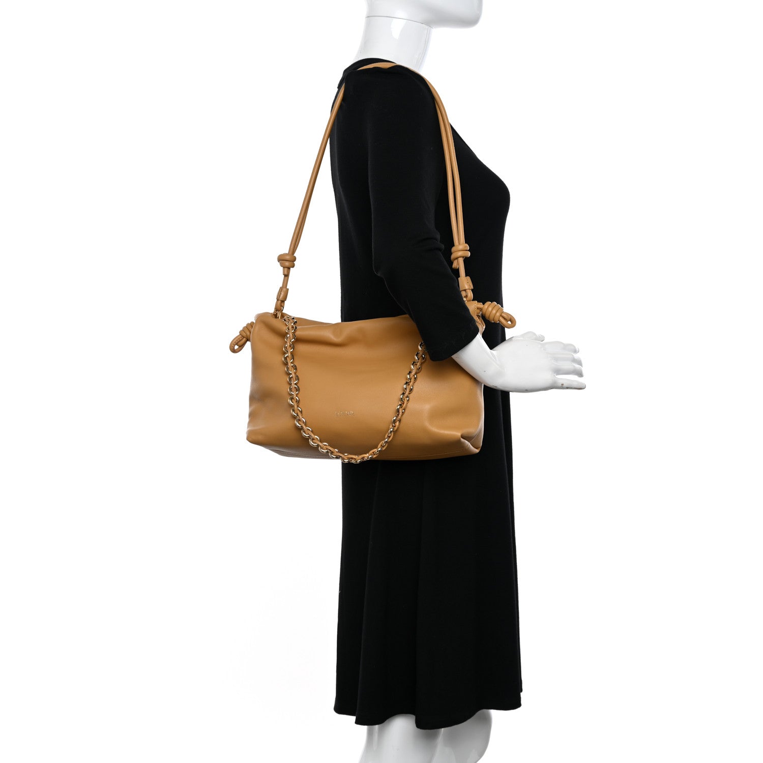 Loewe Mellow Nappa Donut Medium Chain Flamenco Knot Clutch Sahara 2 of 10
