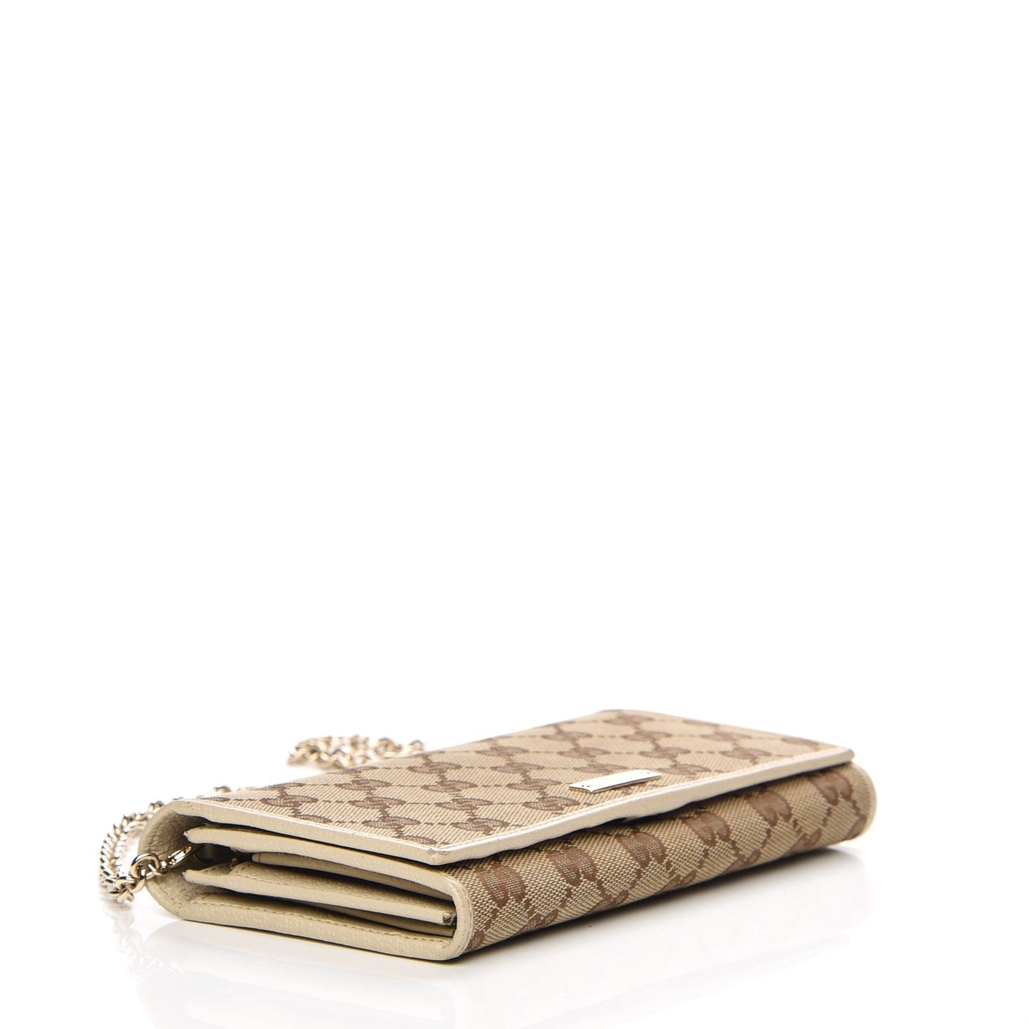 Monogram Metal Bar Chain Wallet Beige