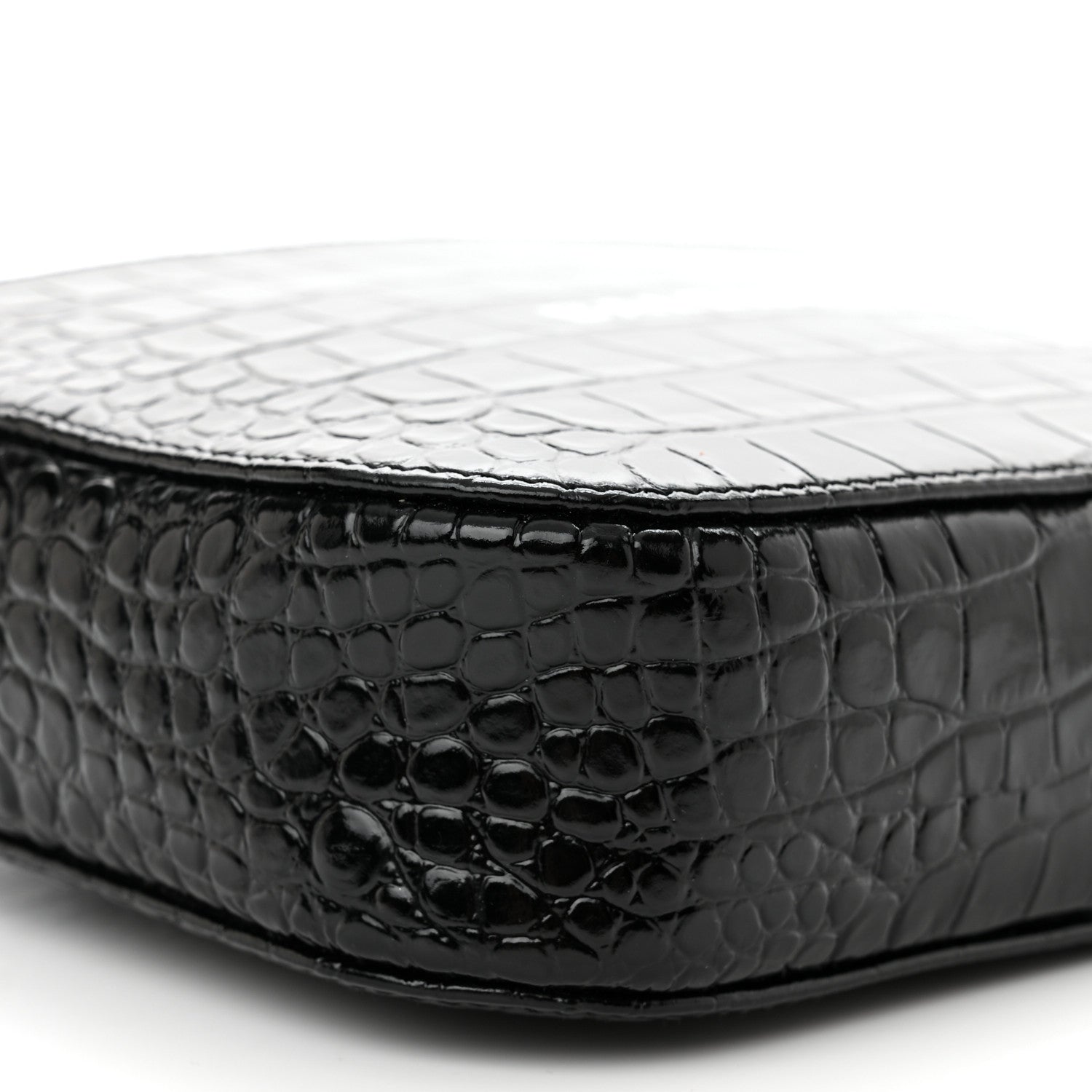 Balenciaga Shiny Calfskin Logo Crocodile Embossed S Everyday Camera Bag with Handle Black 10 of 13