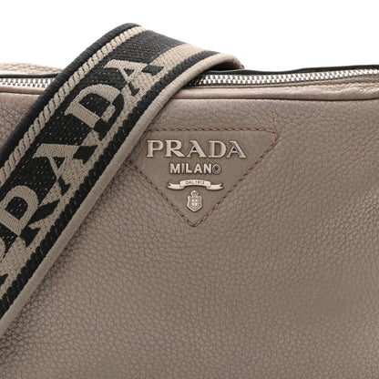 Prada Vitello Daino Soft Medium Double Zip Shoulder Bag Argilla 8 of 17