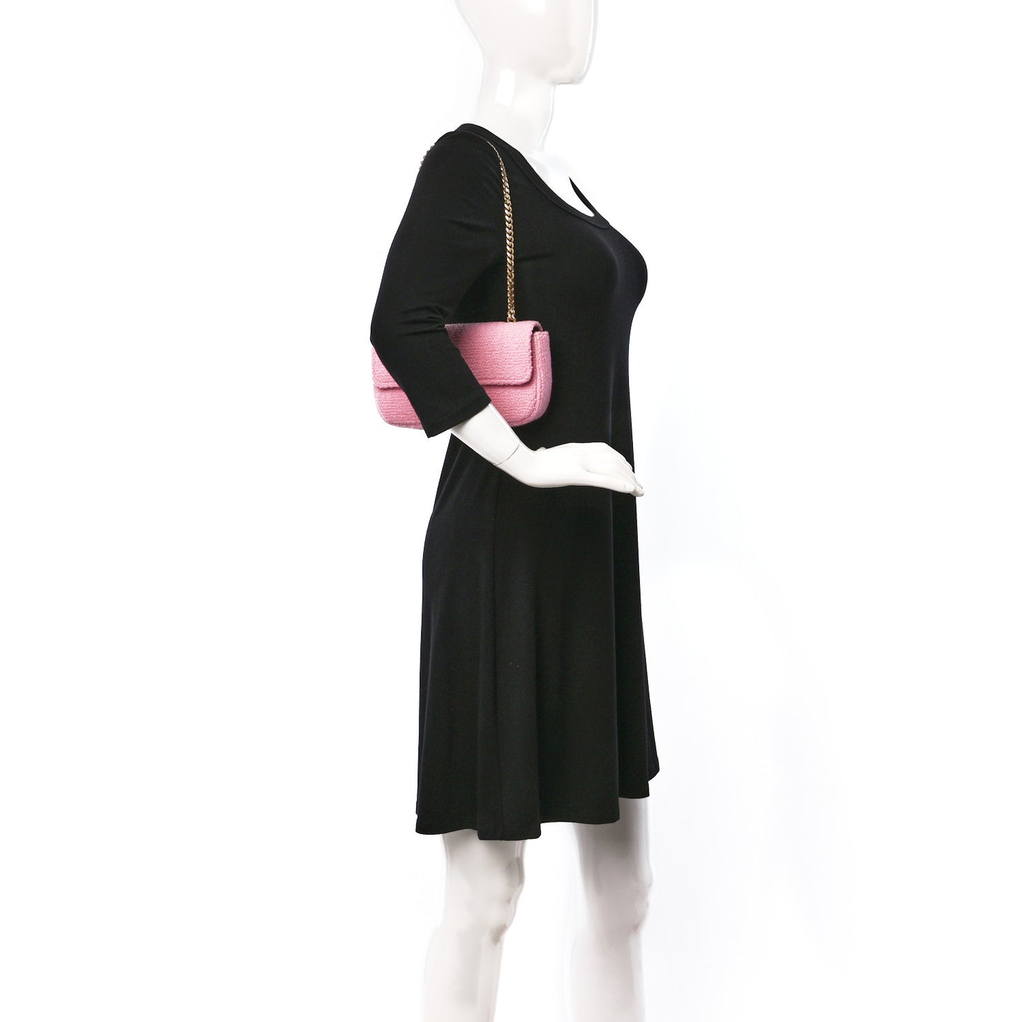 Tweed Triomphe Chain Shoulder Bag Pink