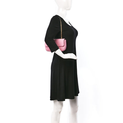 Celine Tweed Triomphe Chain Shoulder Bag Pink 2 of 11