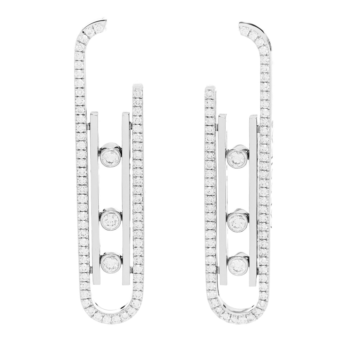 18K White Gold Diamond Small Move 10th Earrings