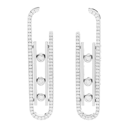 Messika 18K White Gold Diamond Small Move 10th Earrings 1 of 4