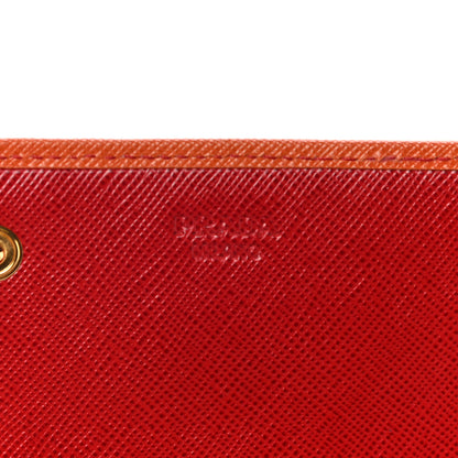 Prada Saffiano Bi-Color Metal Continental Flap Wallet Fuoco Papaya 6 of 17